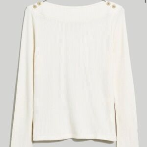 Madewell Boatneck Button Long Sleeve top Medium, New with Tags